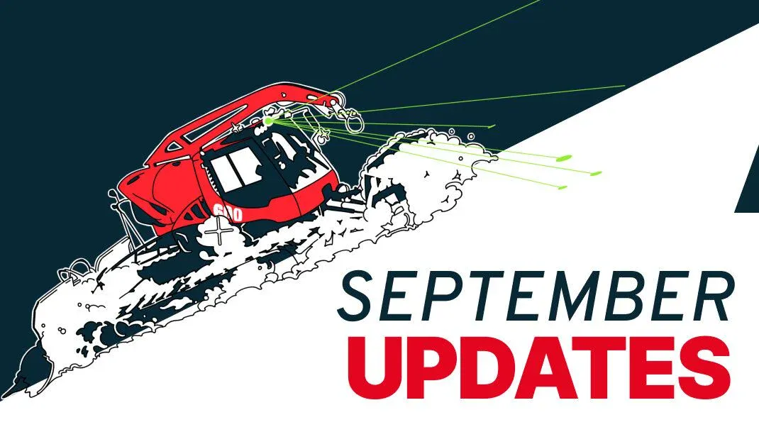 An animated PistenBully with the words "September Updates."