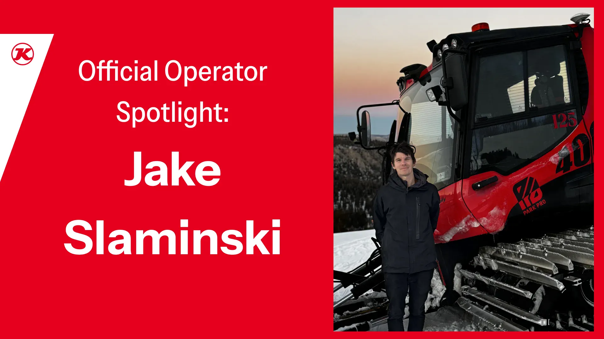 Jake standing in front of his PistenBully