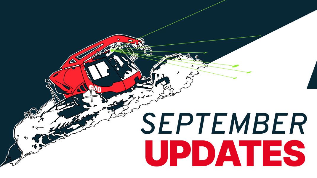 An animated PistenBully with the words "September Updates."