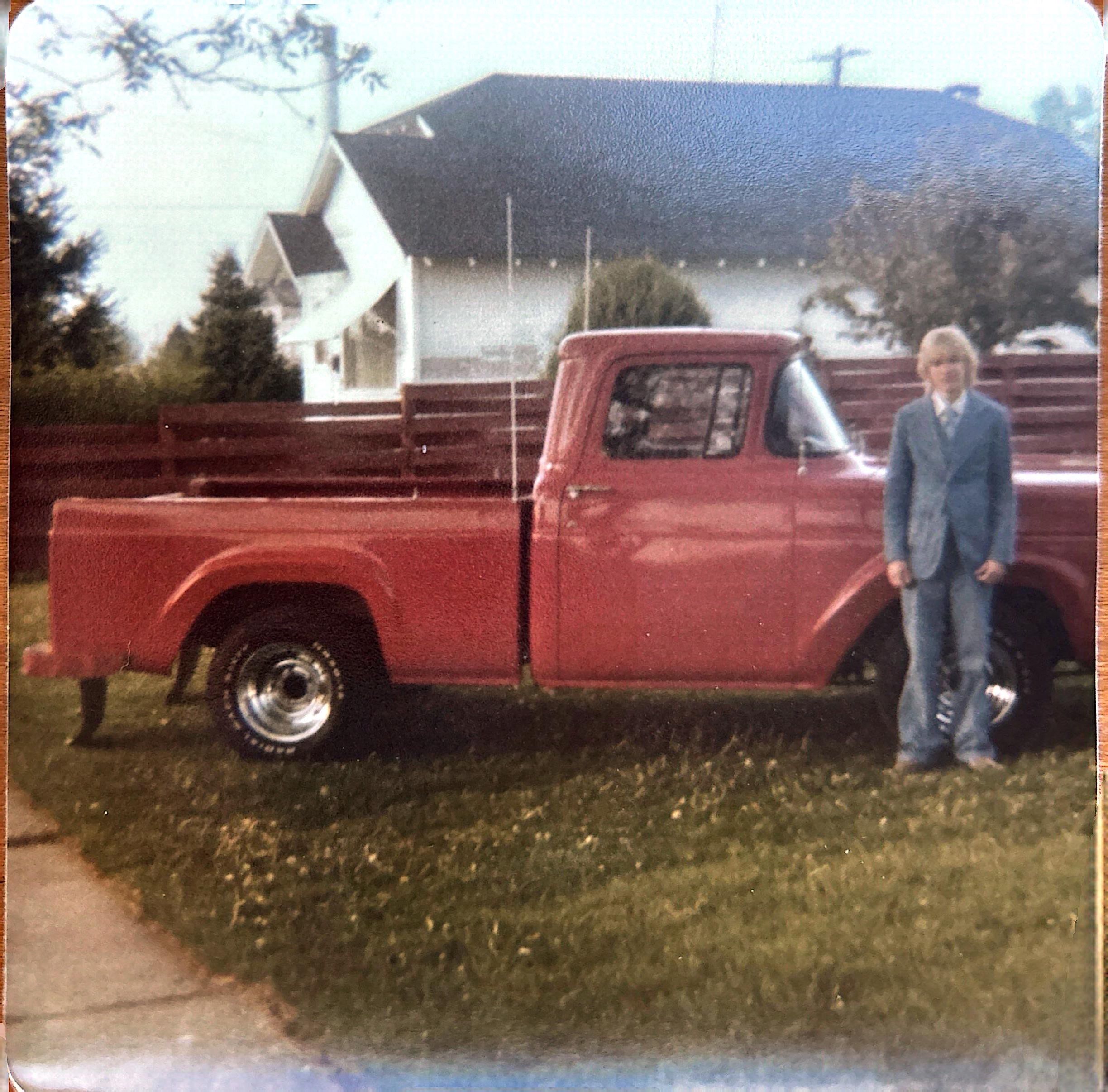 Rod Elwell with his pickup truck in High School.