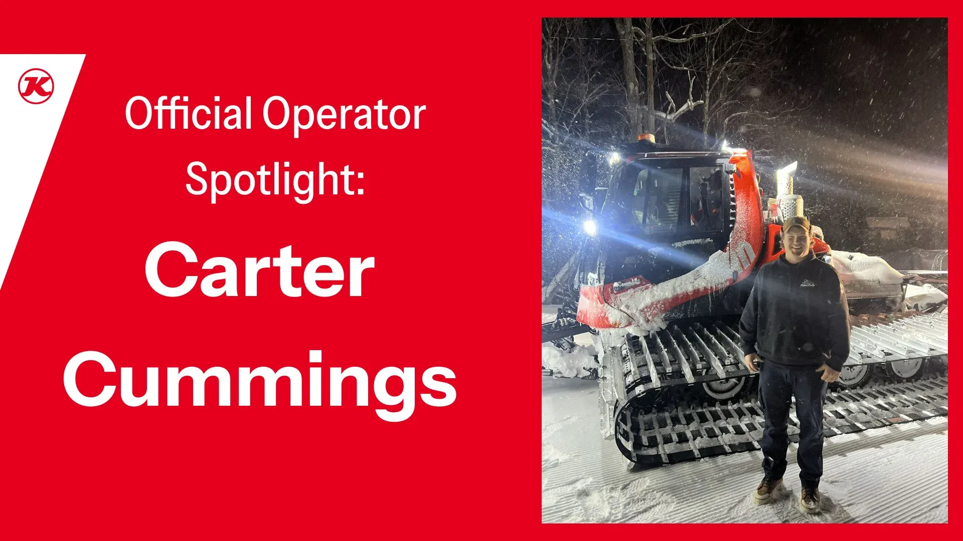 Carter standing in front of his PistenBully