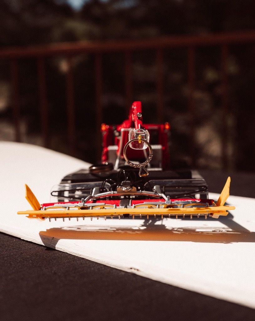 The PistenBuly RC winch that brought the rings down the aisle.