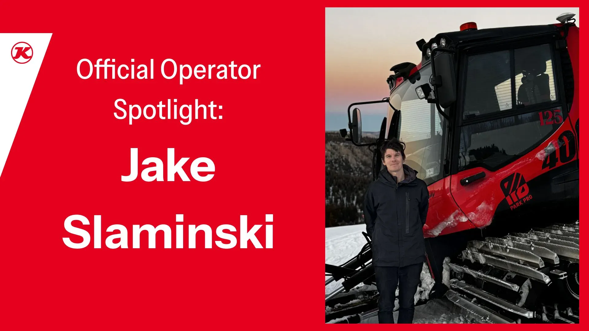 Jake standing in front of his PistenBully