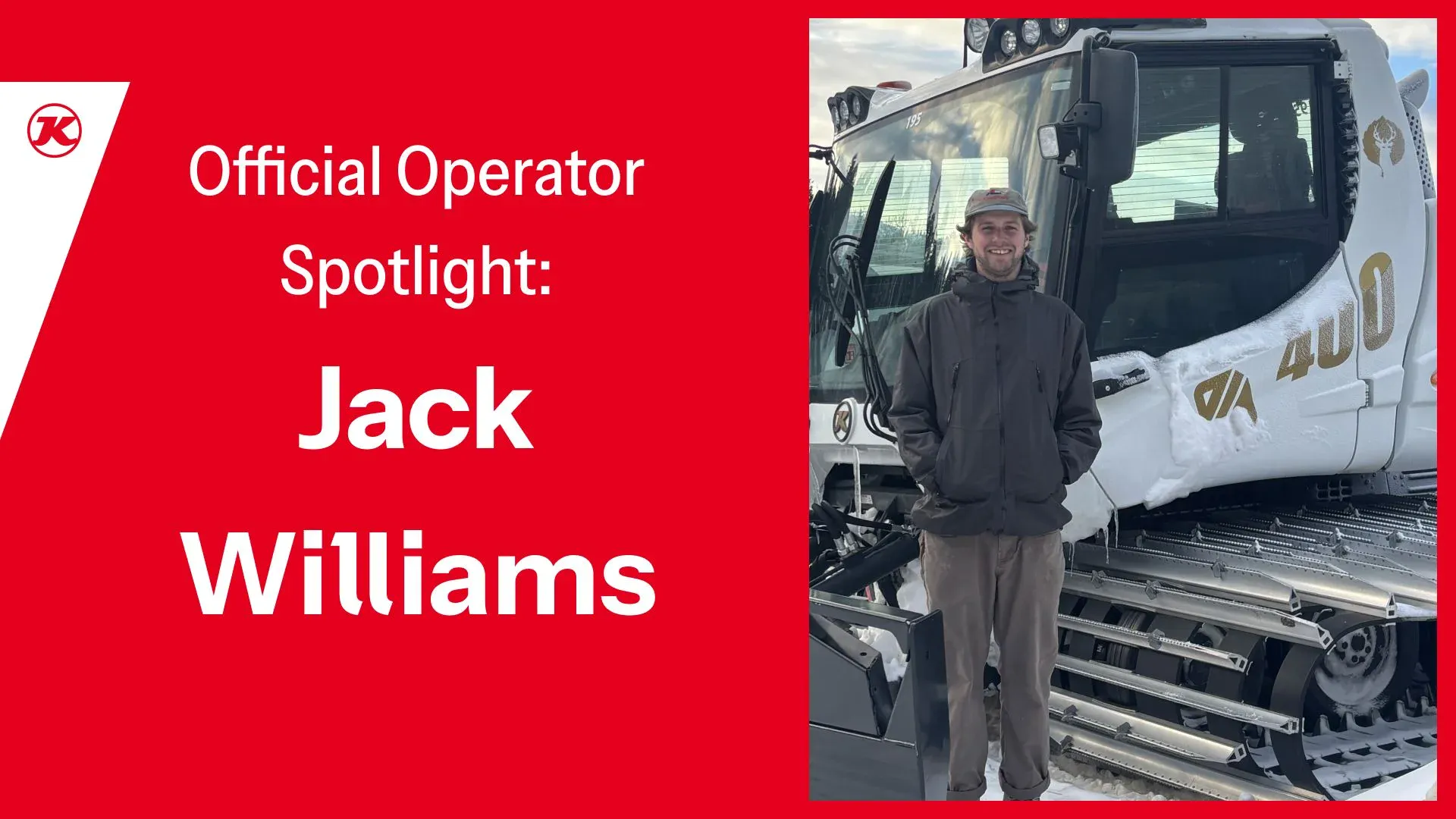 Jack standing in front of his pistenbully