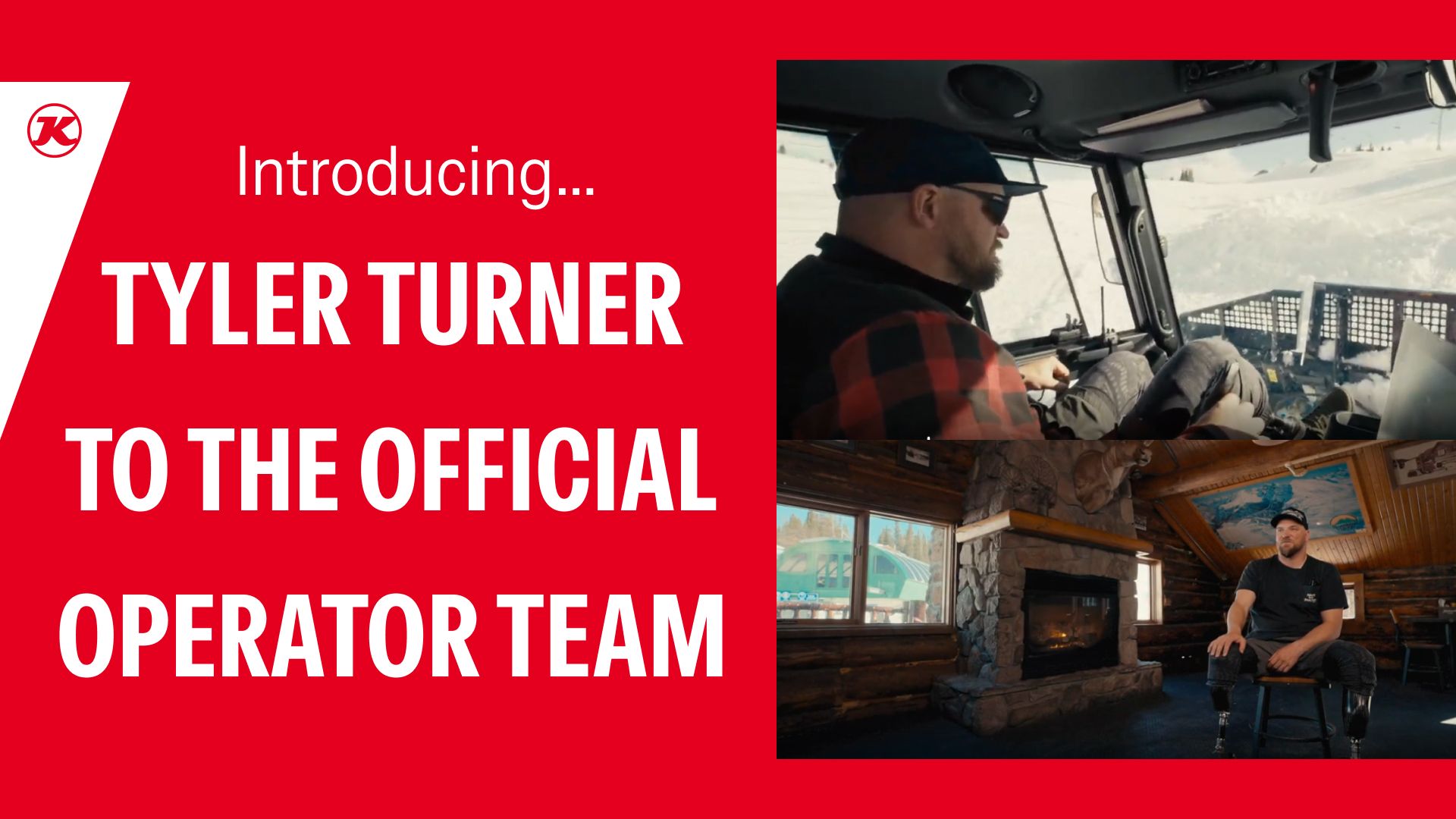 Tyler Turner in a snowcat and in the Sunshine Village Lodge.