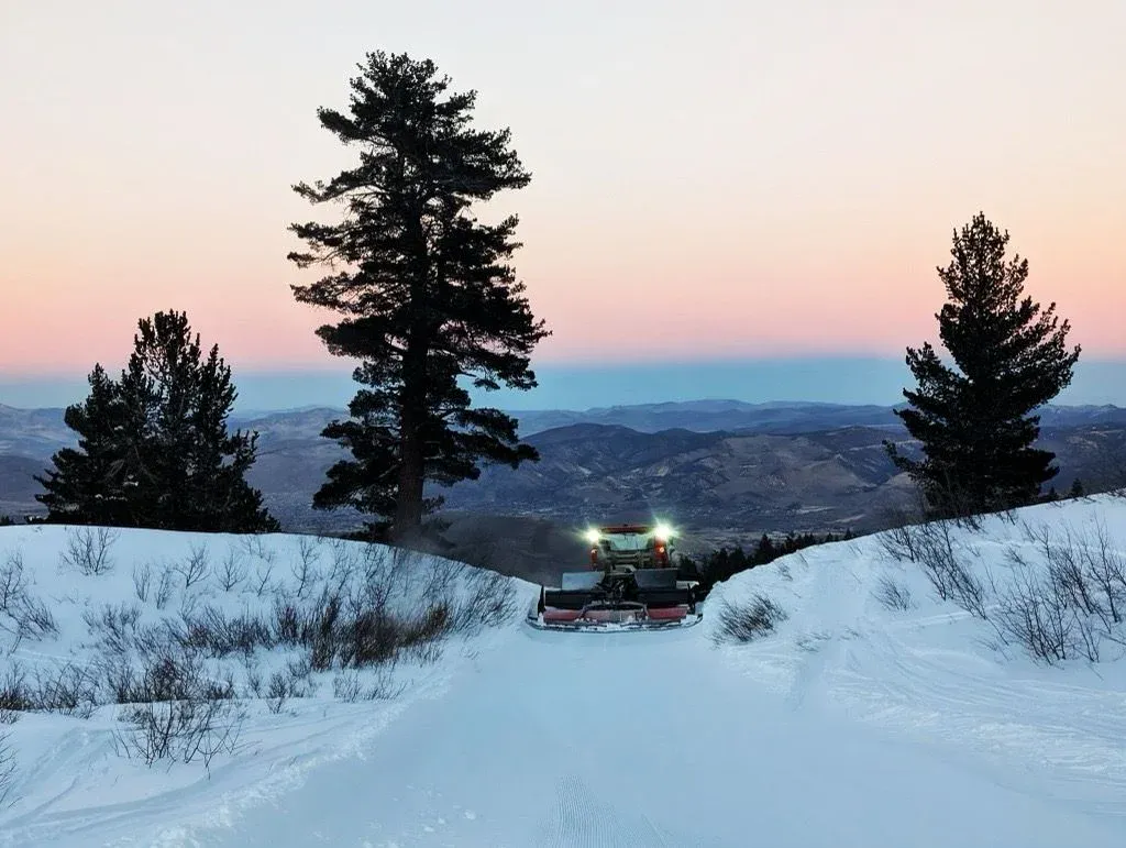 A PistenBully looking out over the Nevada desert.