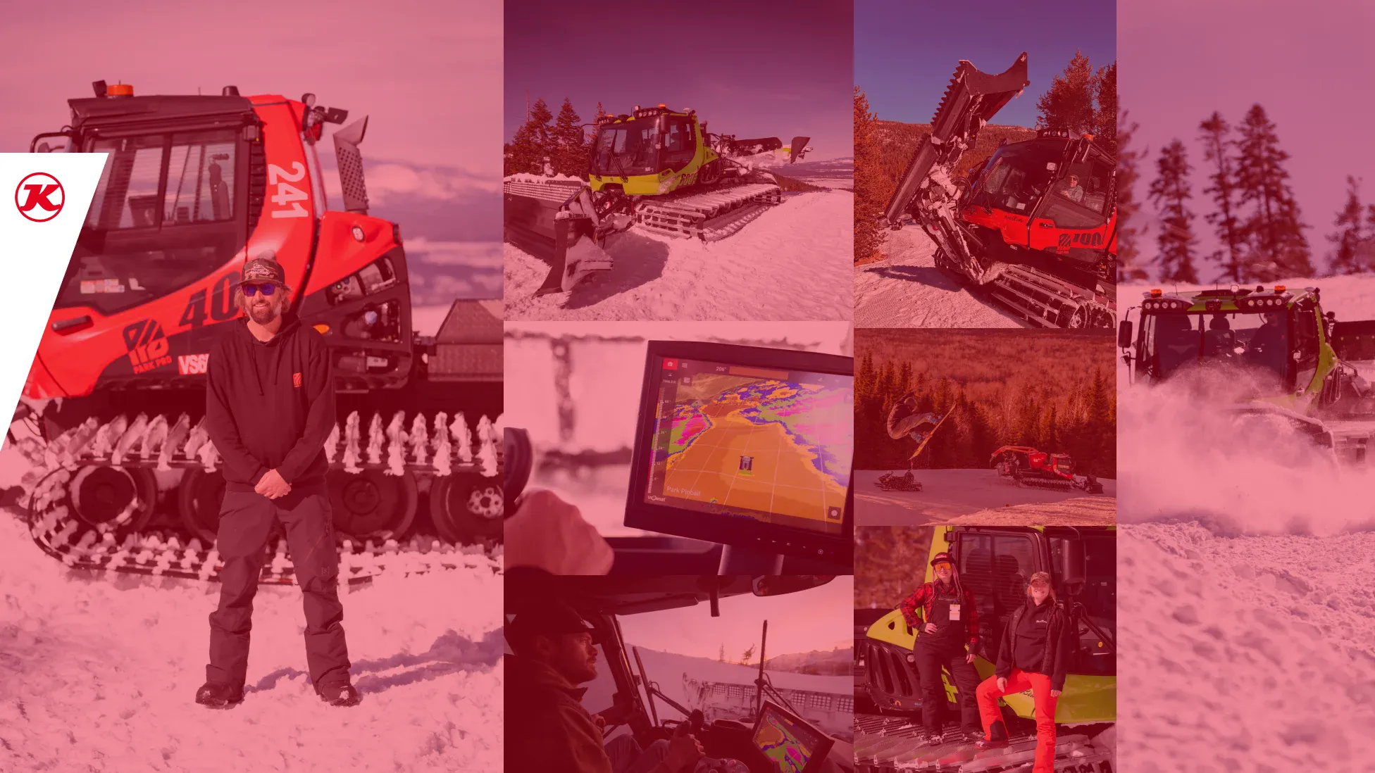 A collage of PistenBully photos from 2025.