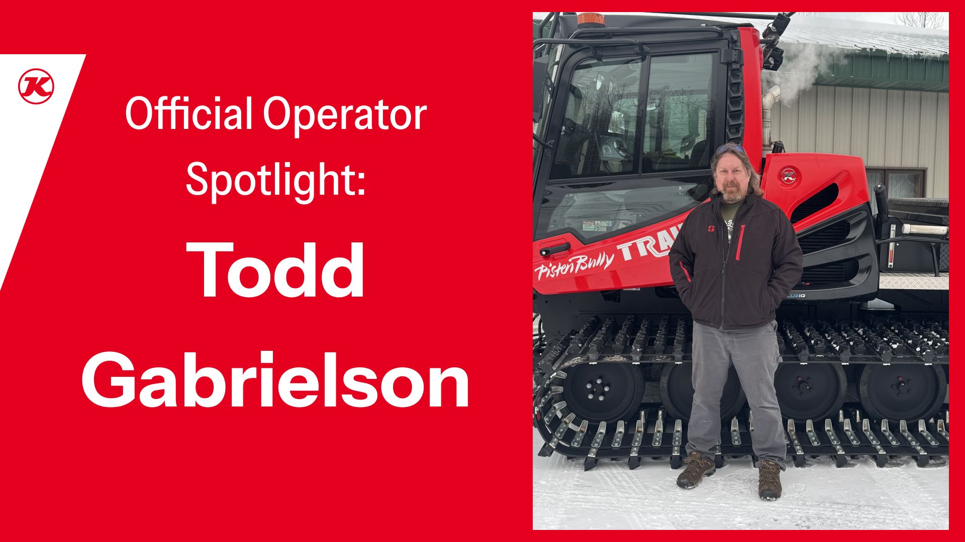 Todd standing in front of his Trail PistenBully