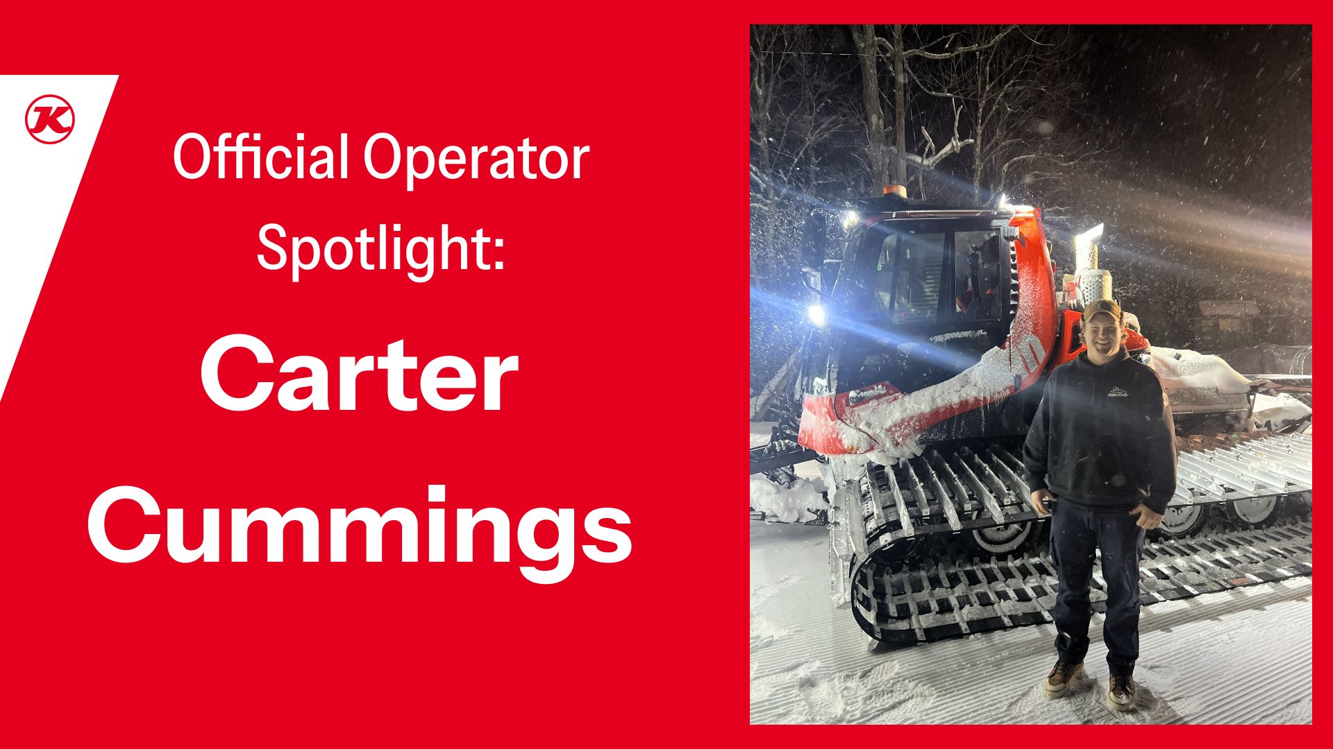 Carter standing in front of his PistenBully